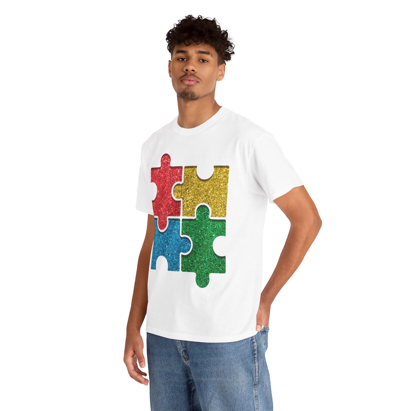 Autism Puzzle Pieces T-shirt Unisex Heavy Cotton