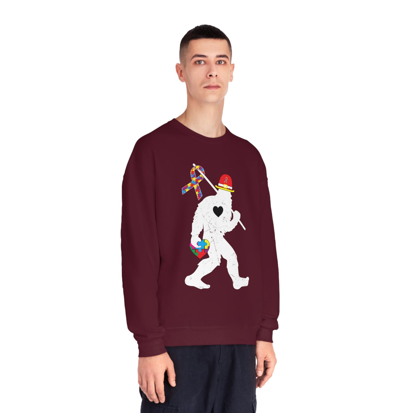 Bigfoot Heart Puzzle Piece Autism Unisex NuBlend® Crewneck Sweatshirt