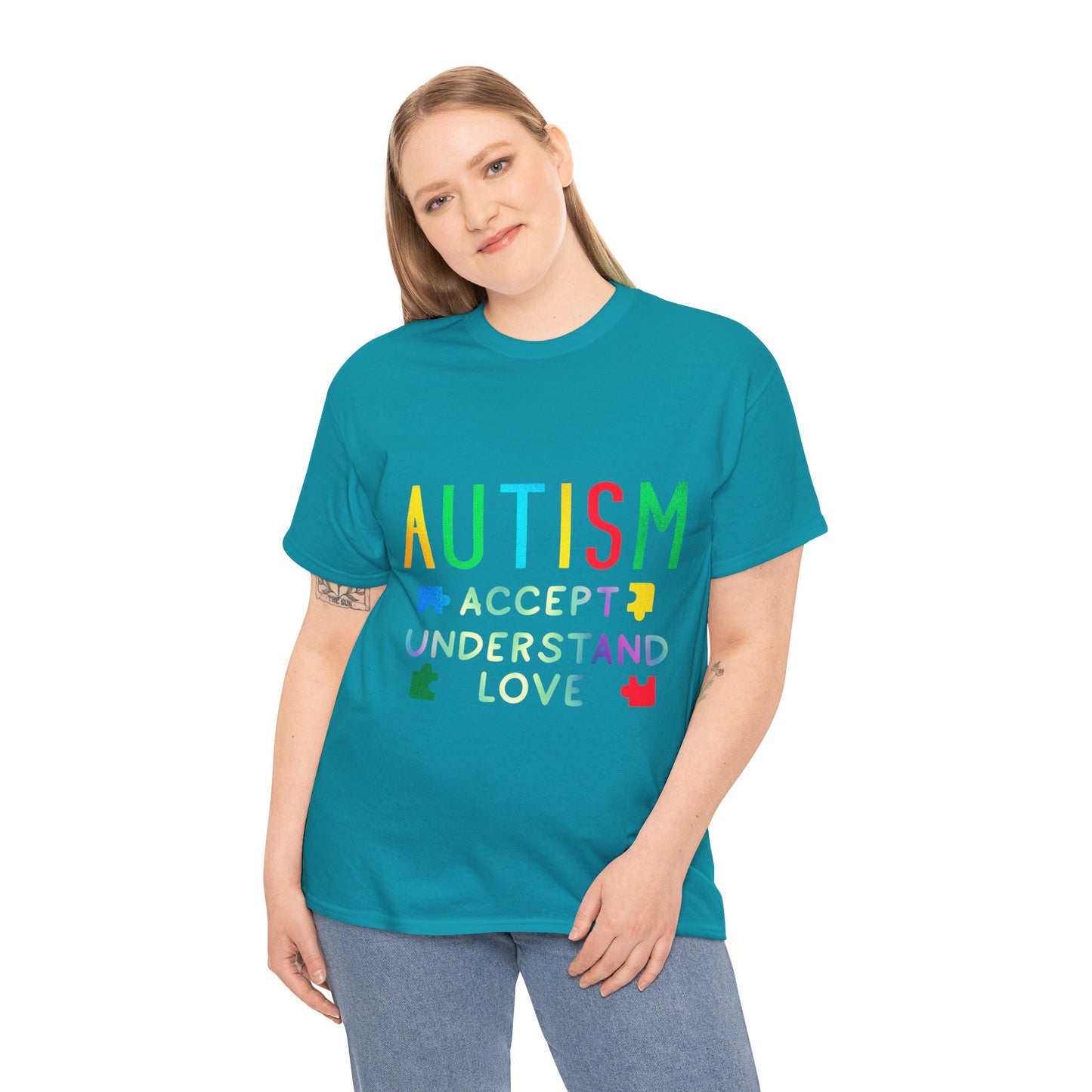 Autism ACCEPT UNDERSTAND LOVE T-shirt Unisex Heavy Cotton