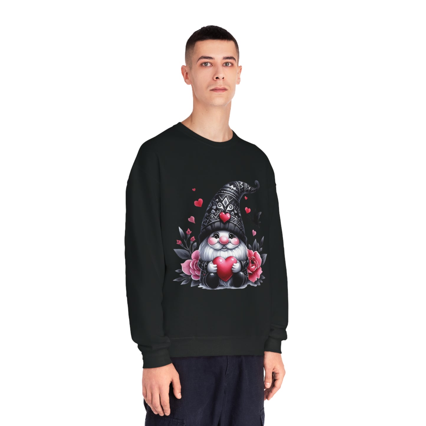 Black Valentine Gnome Unisex NuBlend® Crewneck Sweatshirt