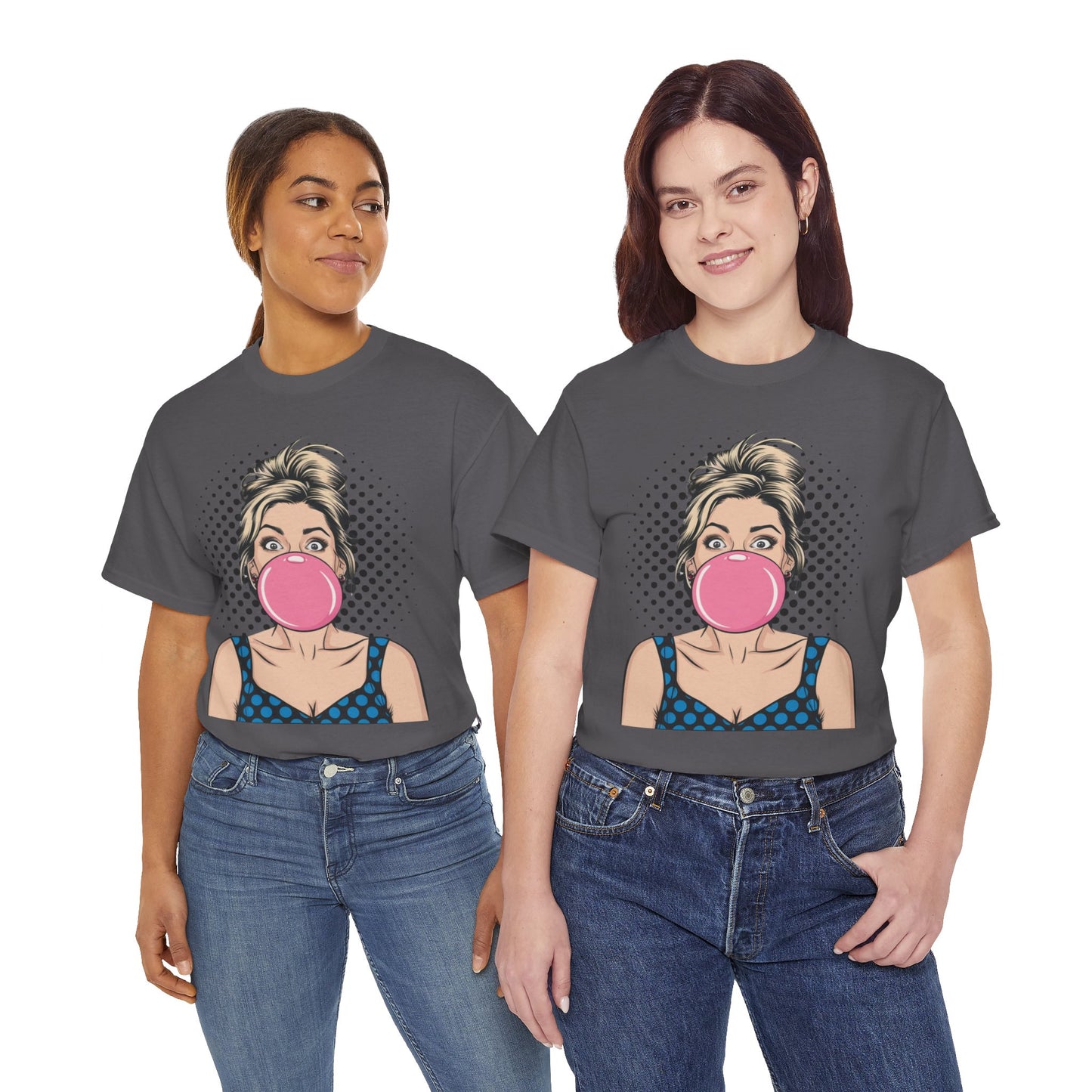 PopArt Girl Bubble Gum Bubble Tshirt unisex heavy cotton