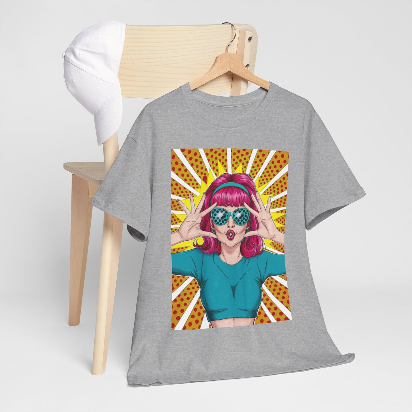 Sexy Retro PopArt Girl Vibrant Colors Unisex heavy cotton Tshirt