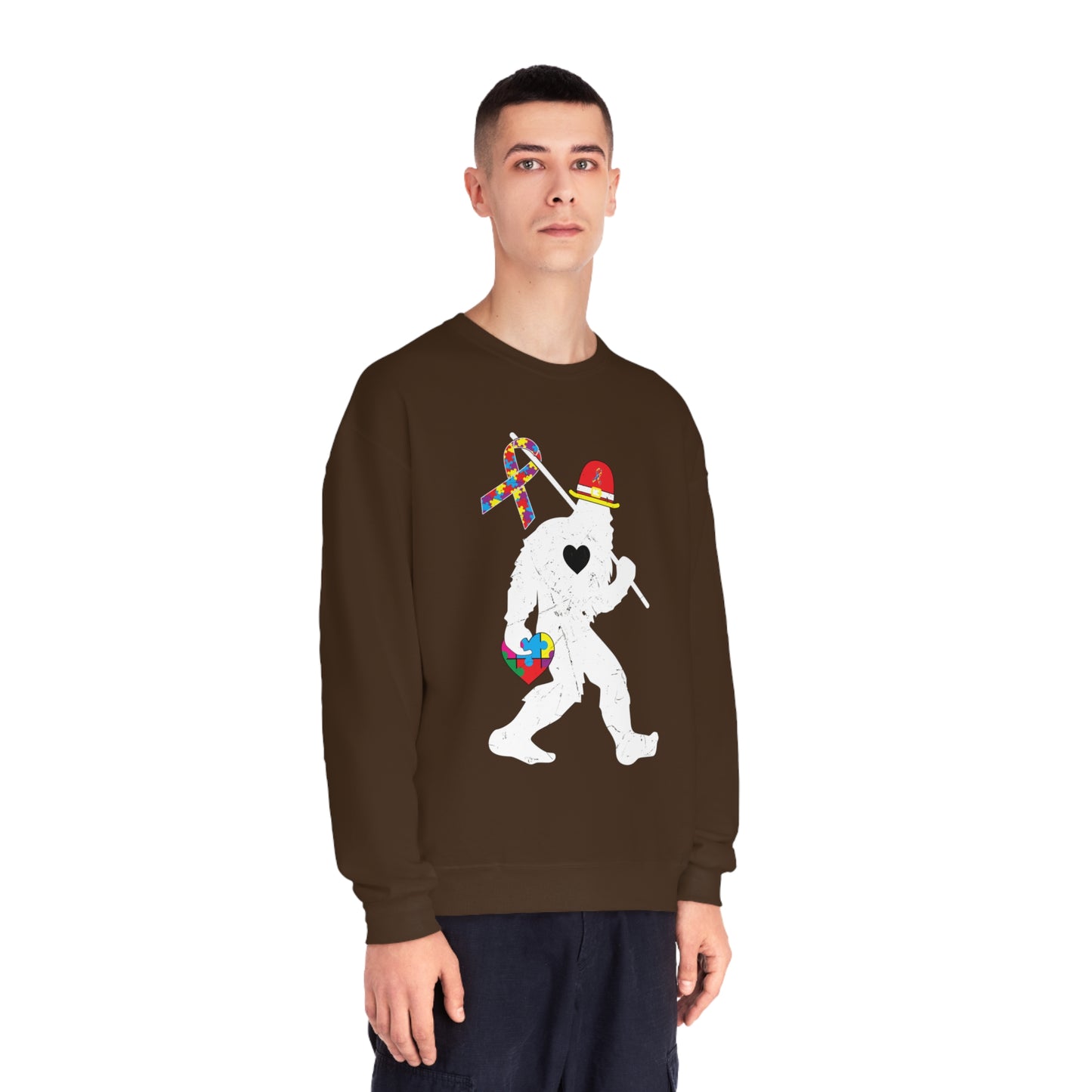 Bigfoot Heart Puzzle Piece Autism Unisex NuBlend® Crewneck Sweatshirt