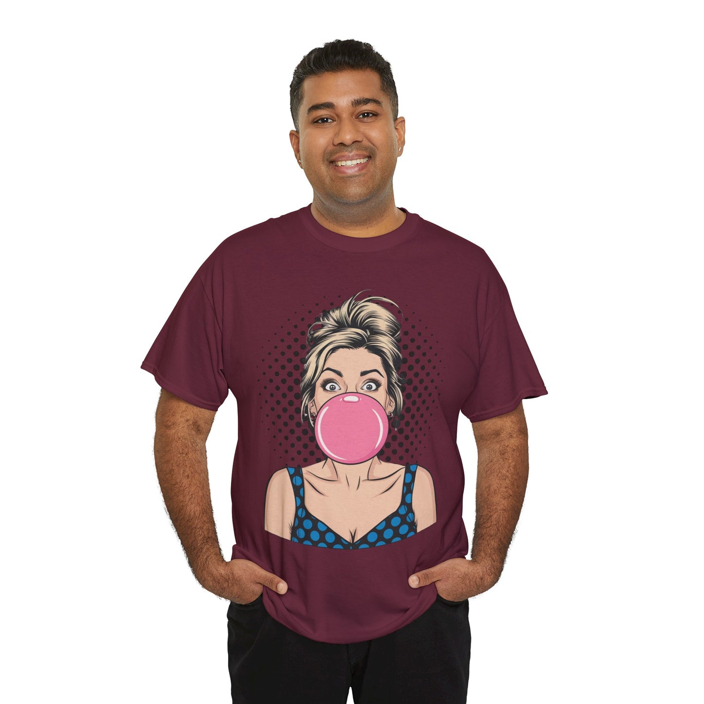 PopArt Girl Bubble Gum Bubble Tshirt unisex heavy cotton