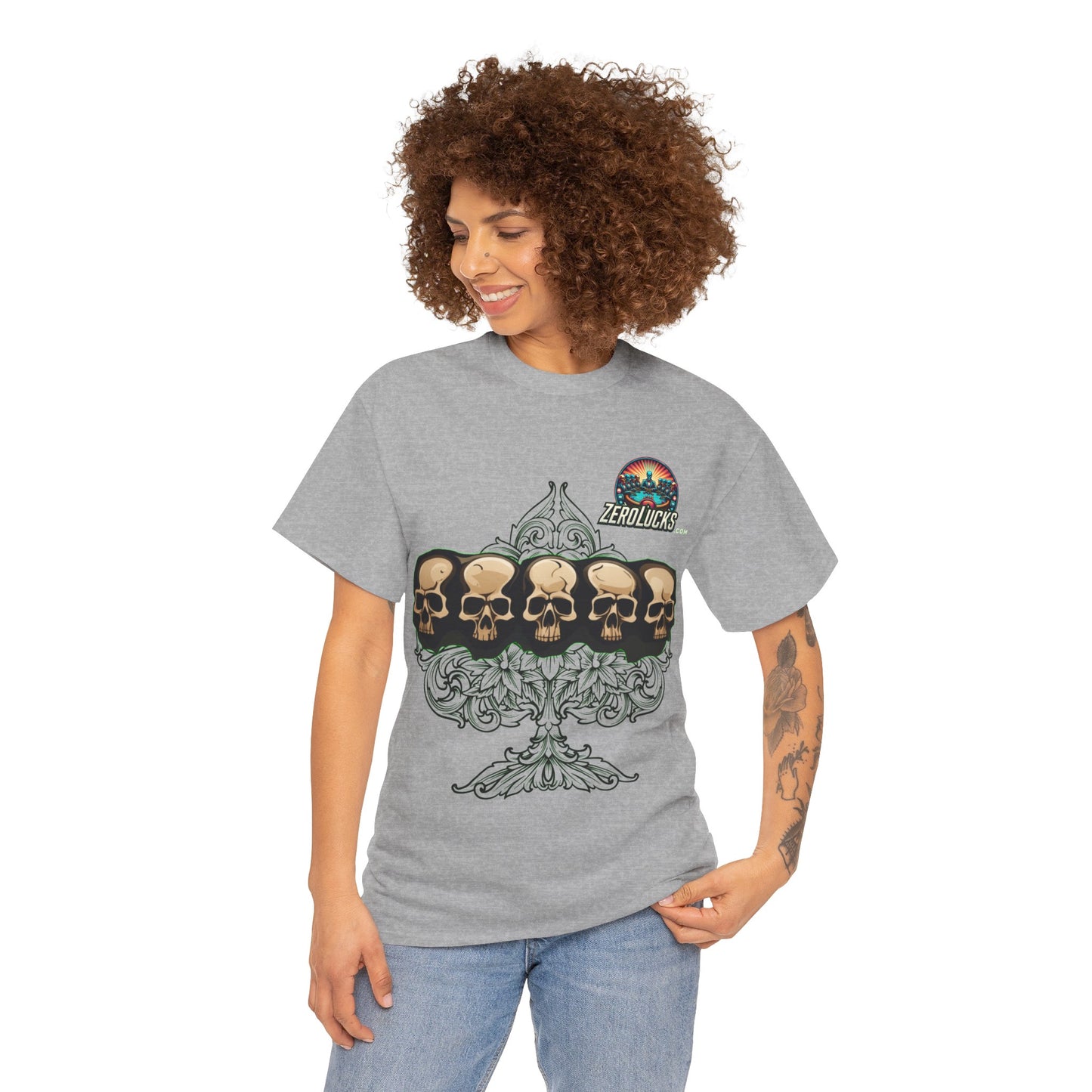 No Lucks Skulls with Spade T-shirt Unisex Heavy Cotton