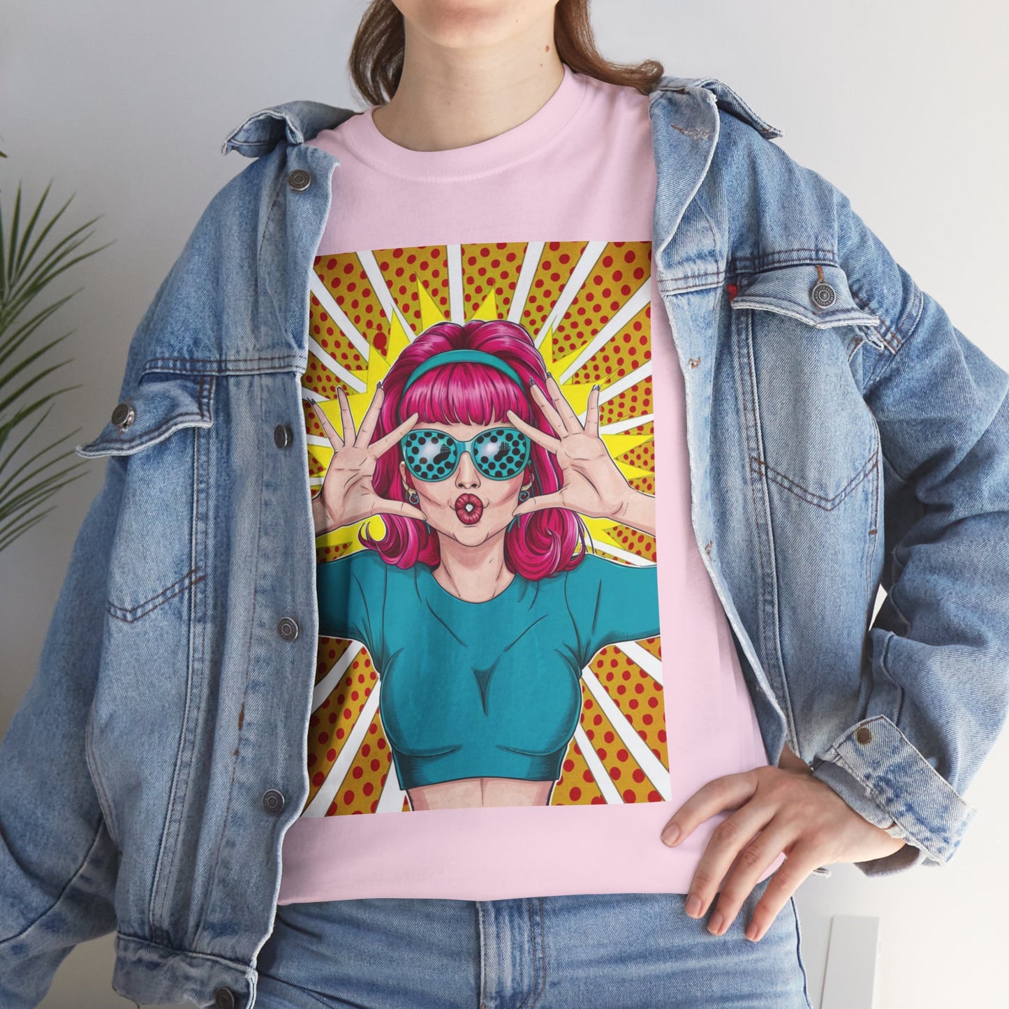 Sexy Retro PopArt Girl Vibrant Colors Unisex heavy cotton Tshirt