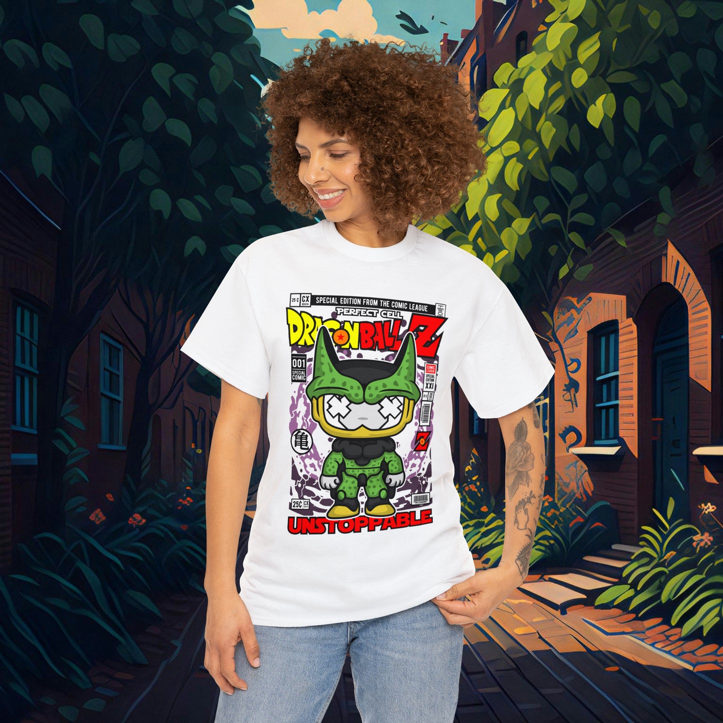 Perfect Cell DragonBall Z Pop Culture Mock Comic Cover heavy cotton T-shirt
