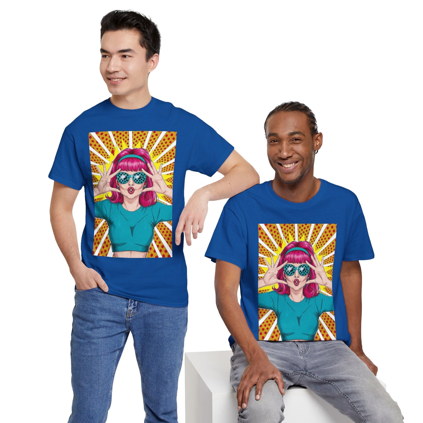 Sexy Retro PopArt Girl Vibrant Colors Unisex heavy cotton Tshirt