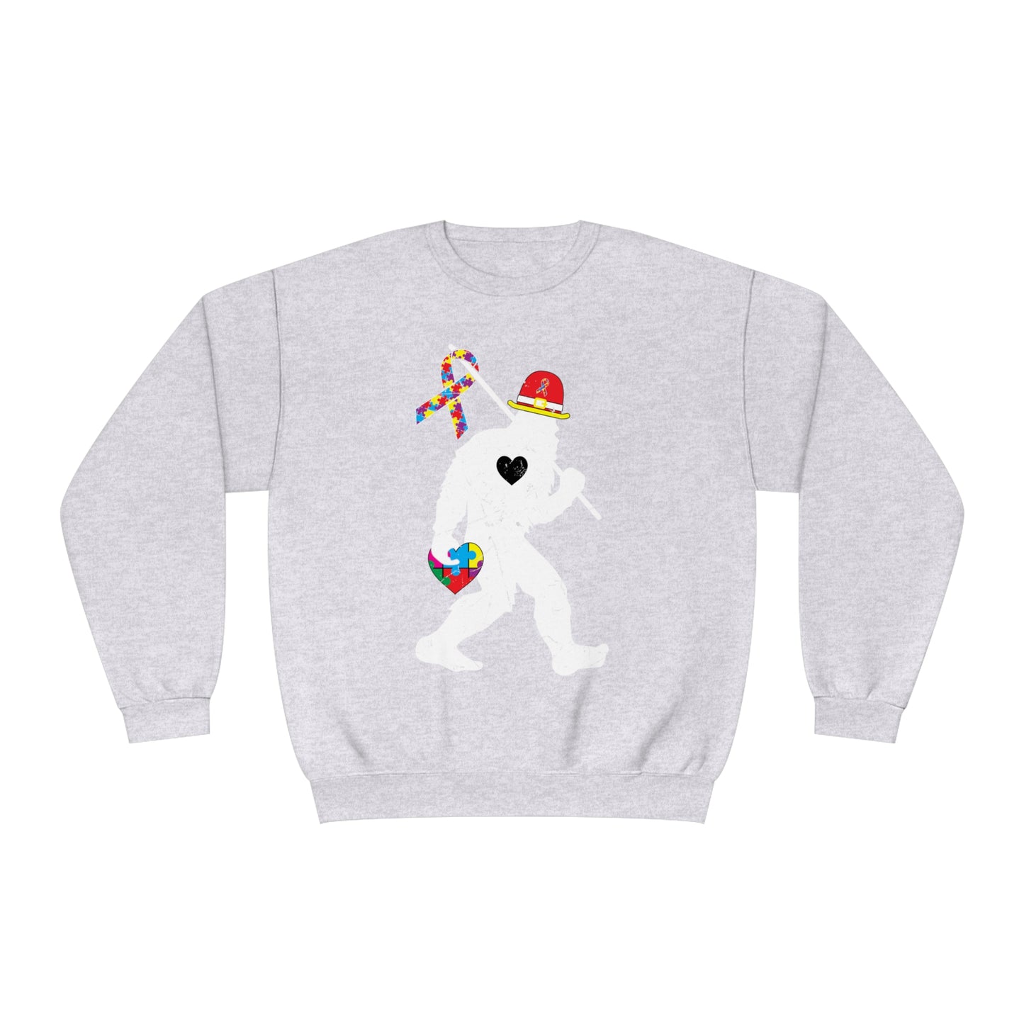 Bigfoot Heart Puzzle Piece Autism Unisex NuBlend® Crewneck Sweatshirt