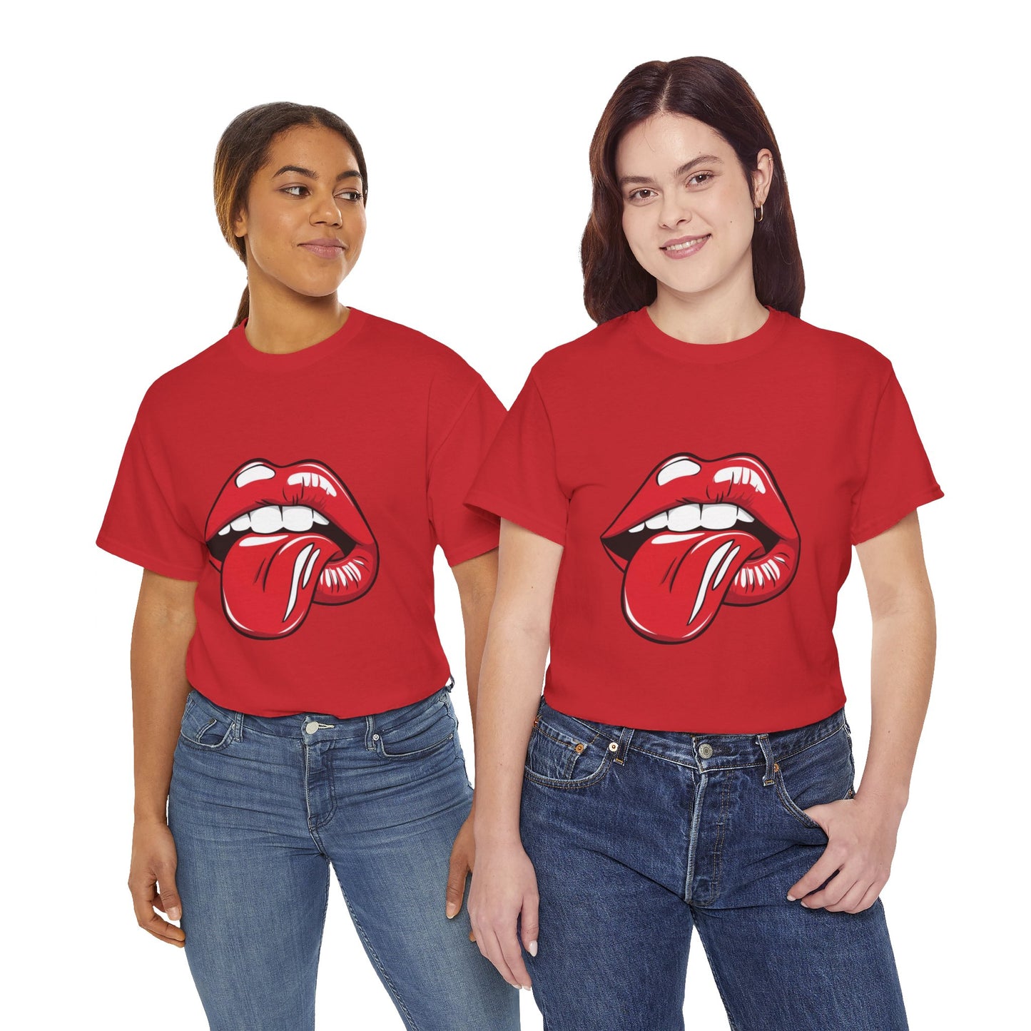 Sexy Retro PopArt Red Lips and Tounge Unisex heavy cotton Tshirt