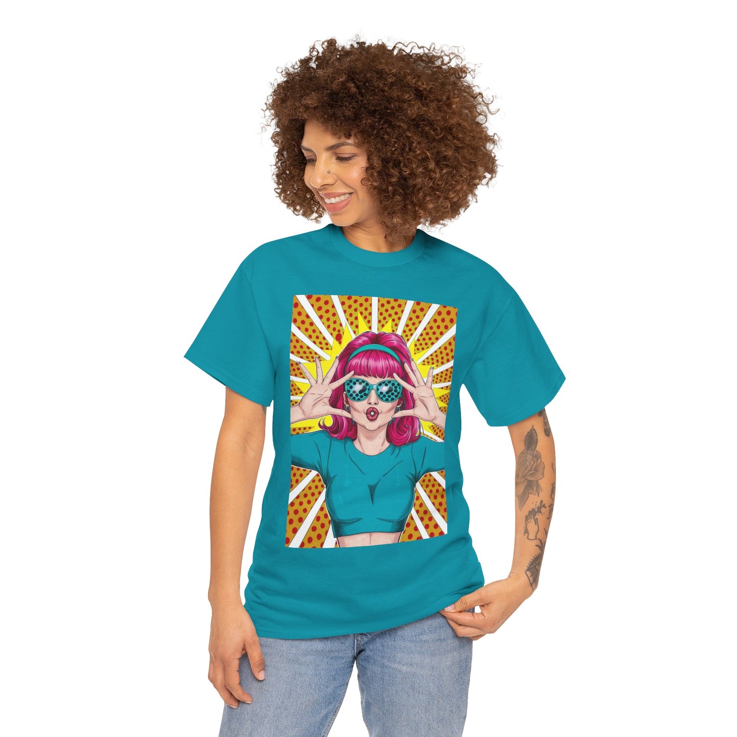 Sexy Retro PopArt Girl Vibrant Colors Unisex heavy cotton Tshirt