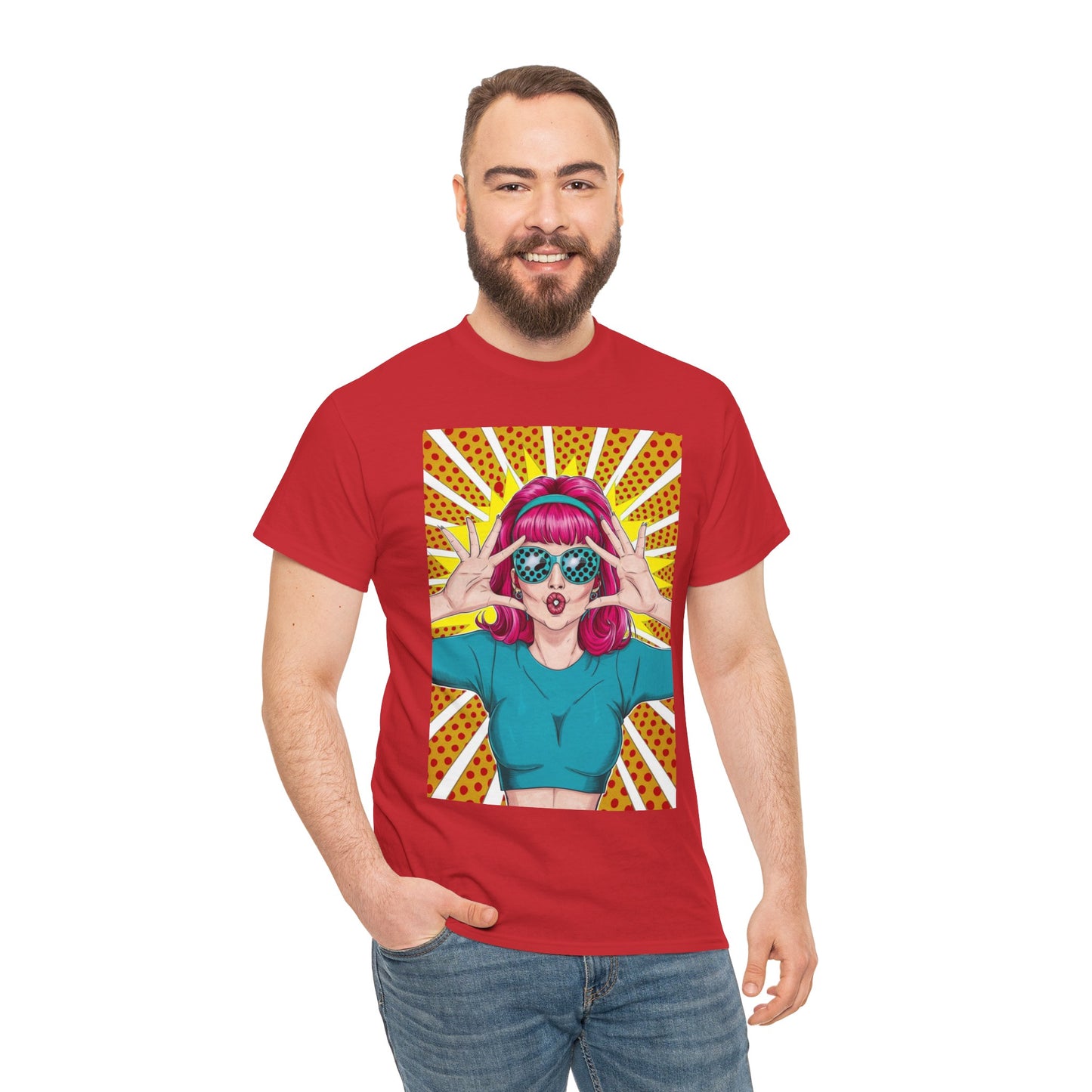 Sexy Retro PopArt Girl Vibrant Colors Unisex heavy cotton Tshirt