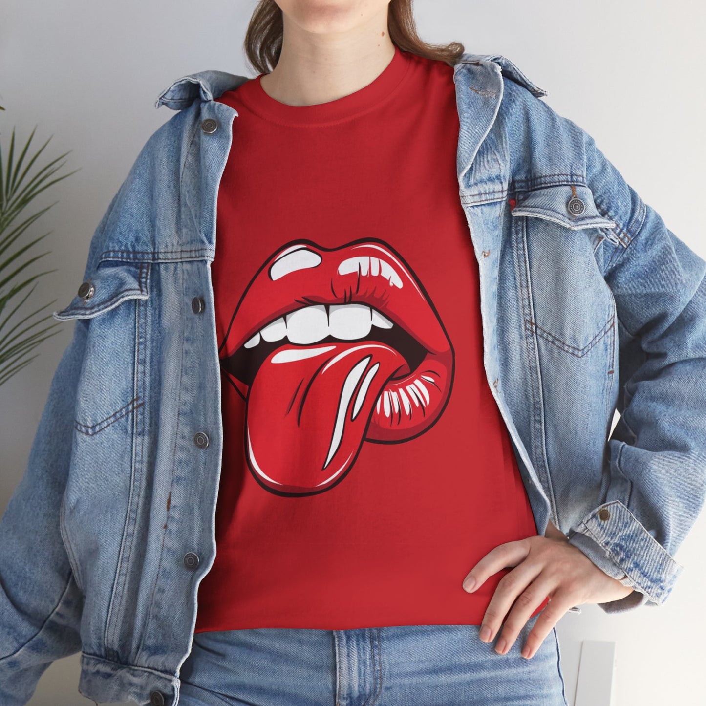 Sexy Retro PopArt Red Lips and Tounge Unisex heavy cotton Tshirt
