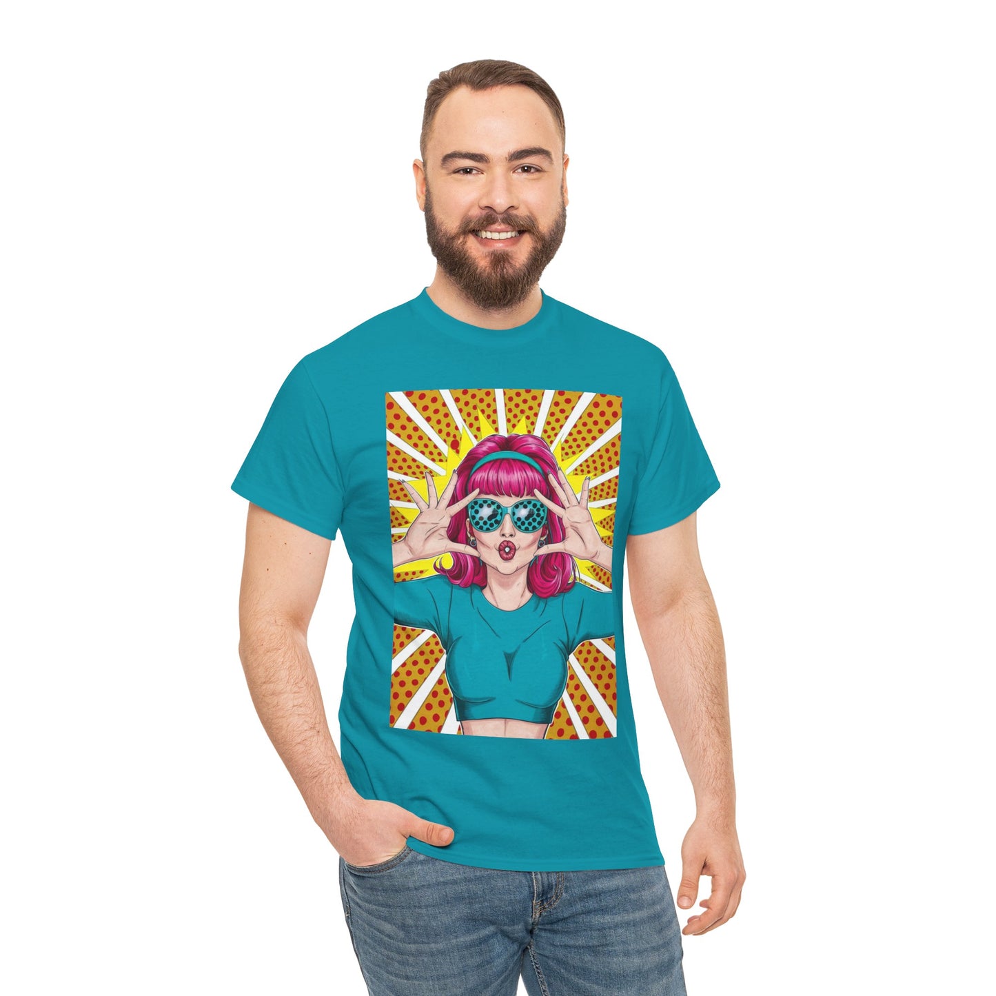 Sexy Retro PopArt Girl Vibrant Colors Unisex heavy cotton Tshirt