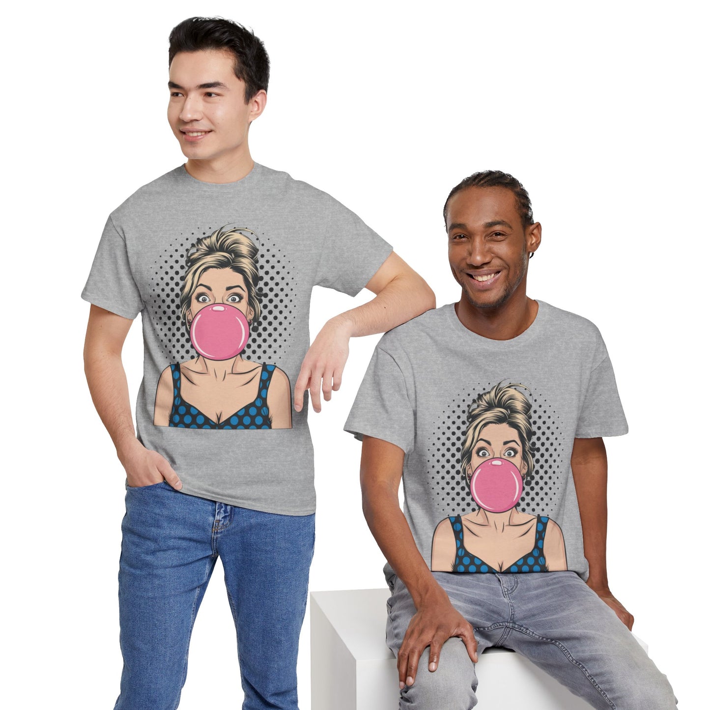 PopArt Girl Bubble Gum Bubble Tshirt unisex heavy cotton