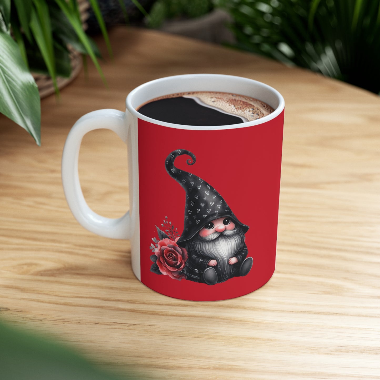 Black Valentine Gnome Ceramic Mug 11oz