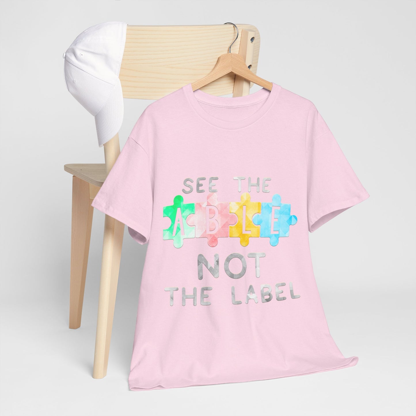 Autism SEE THE ABLE NOT THE LABEL T-shirt Unisex Heavy Cotton