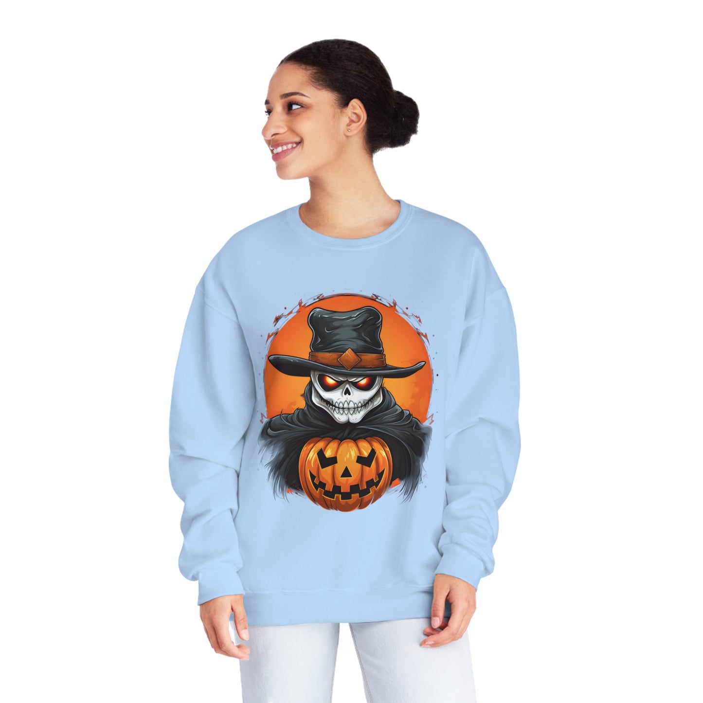 Halloween Cowboy Skeleton Unisex Graphic Shirt Gifts Spooky Long Sleeve Crewneck Shirt Tops