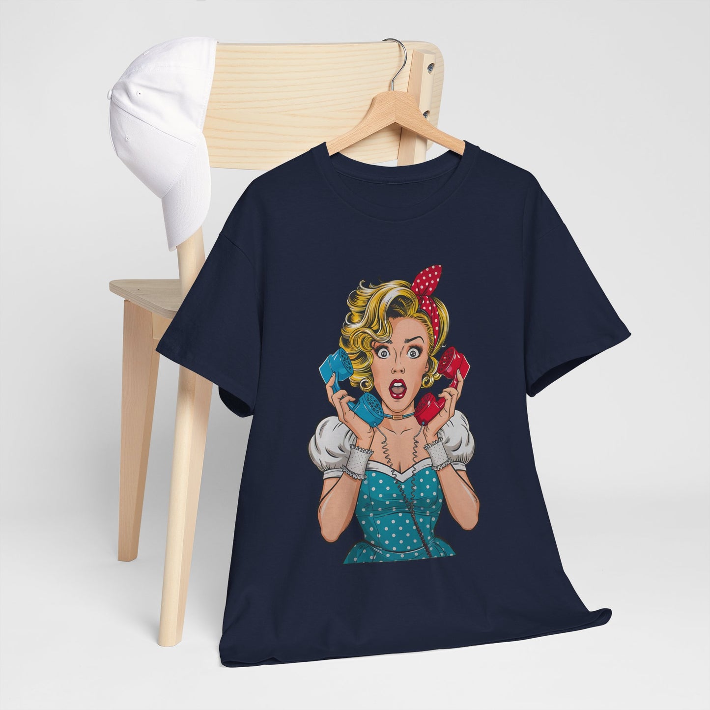 PopArt Girl on the Phone  Tshirt unisex heavy cotton