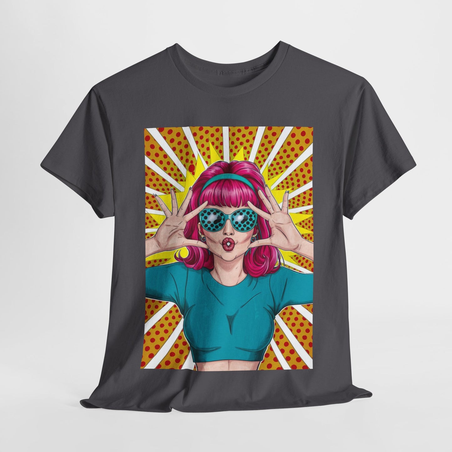 Sexy Retro PopArt Girl Vibrant Colors Unisex heavy cotton Tshirt