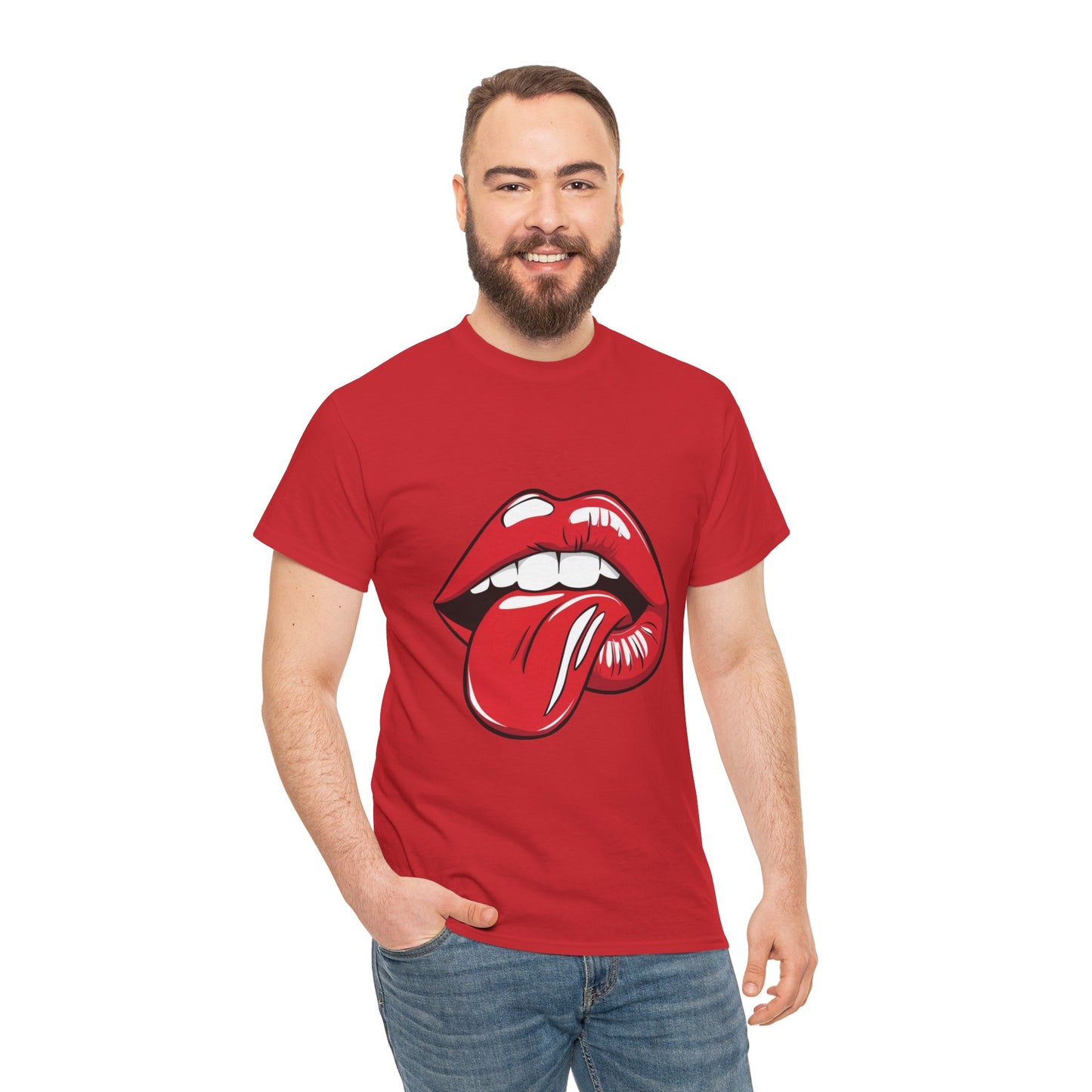 Sexy Retro PopArt Red Lips and Tounge Unisex heavy cotton Tshirt