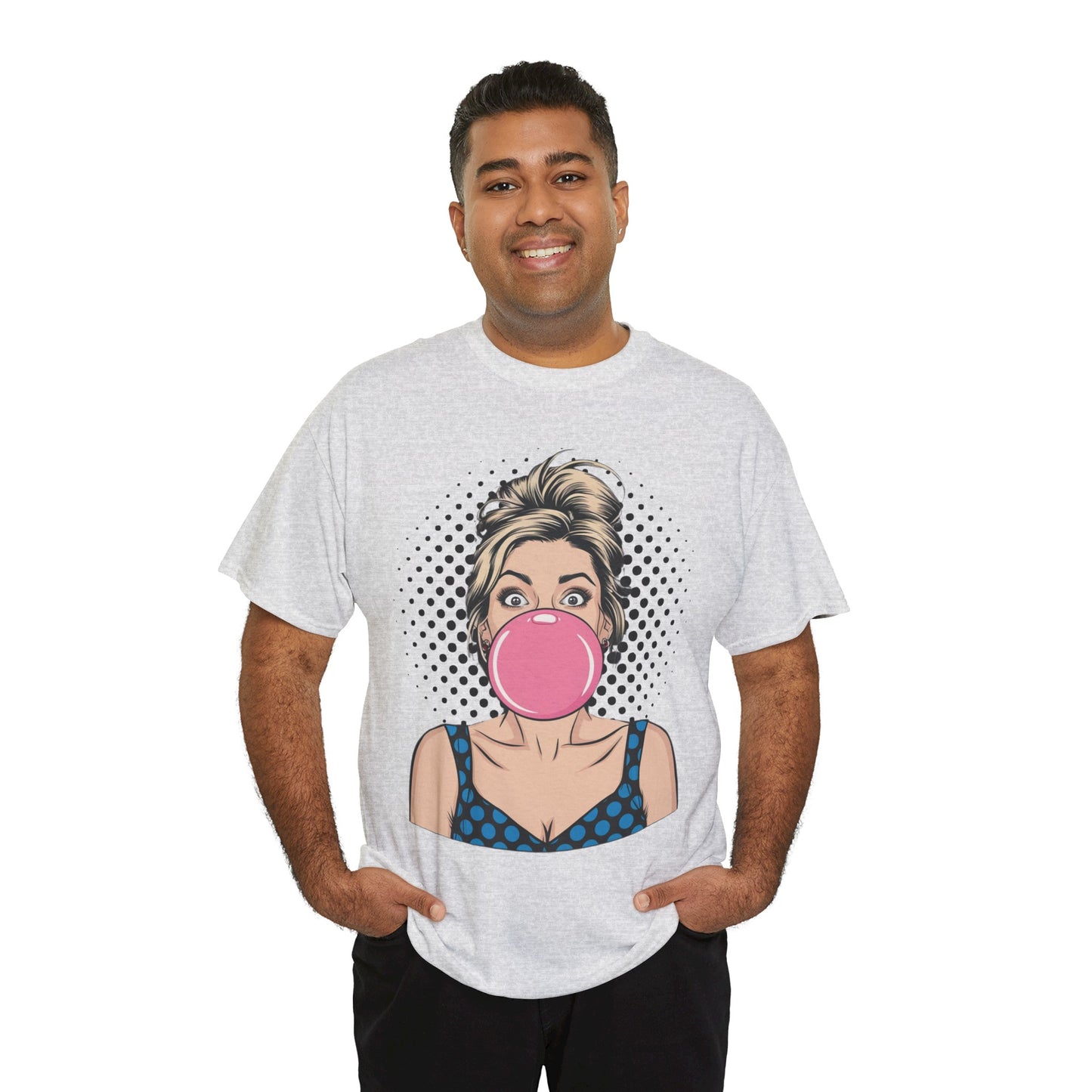 PopArt Girl Bubble Gum Bubble Tshirt unisex heavy cotton