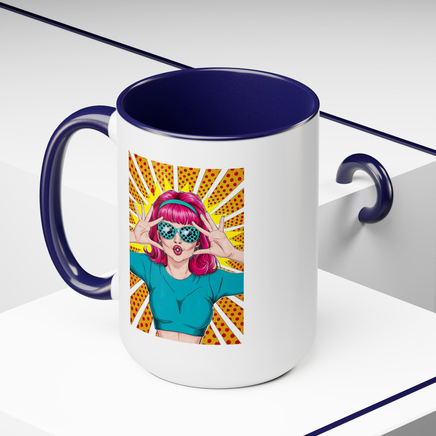Sexy Retro PopArt Girl with Vibrant Colors 15oz Coffee Mug