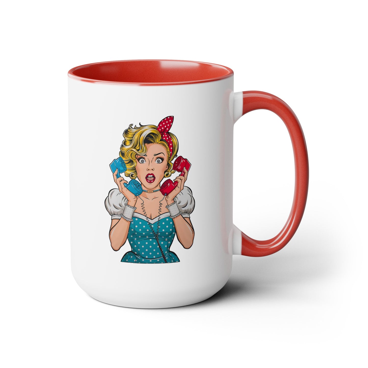 PopArt Girl on Telephone 15oz Coffee Mug