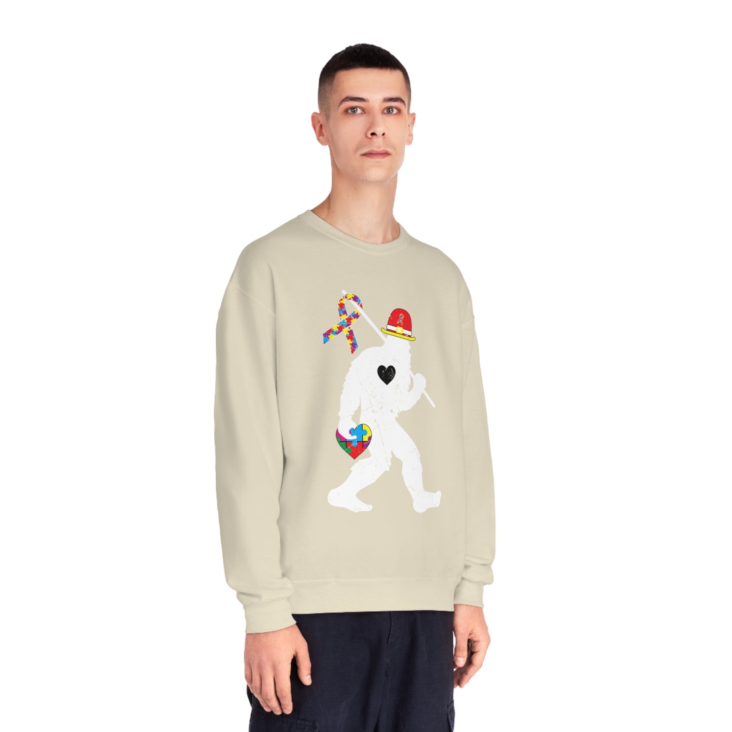 Bigfoot Heart Puzzle Piece Autism Unisex NuBlend® Crewneck Sweatshirt