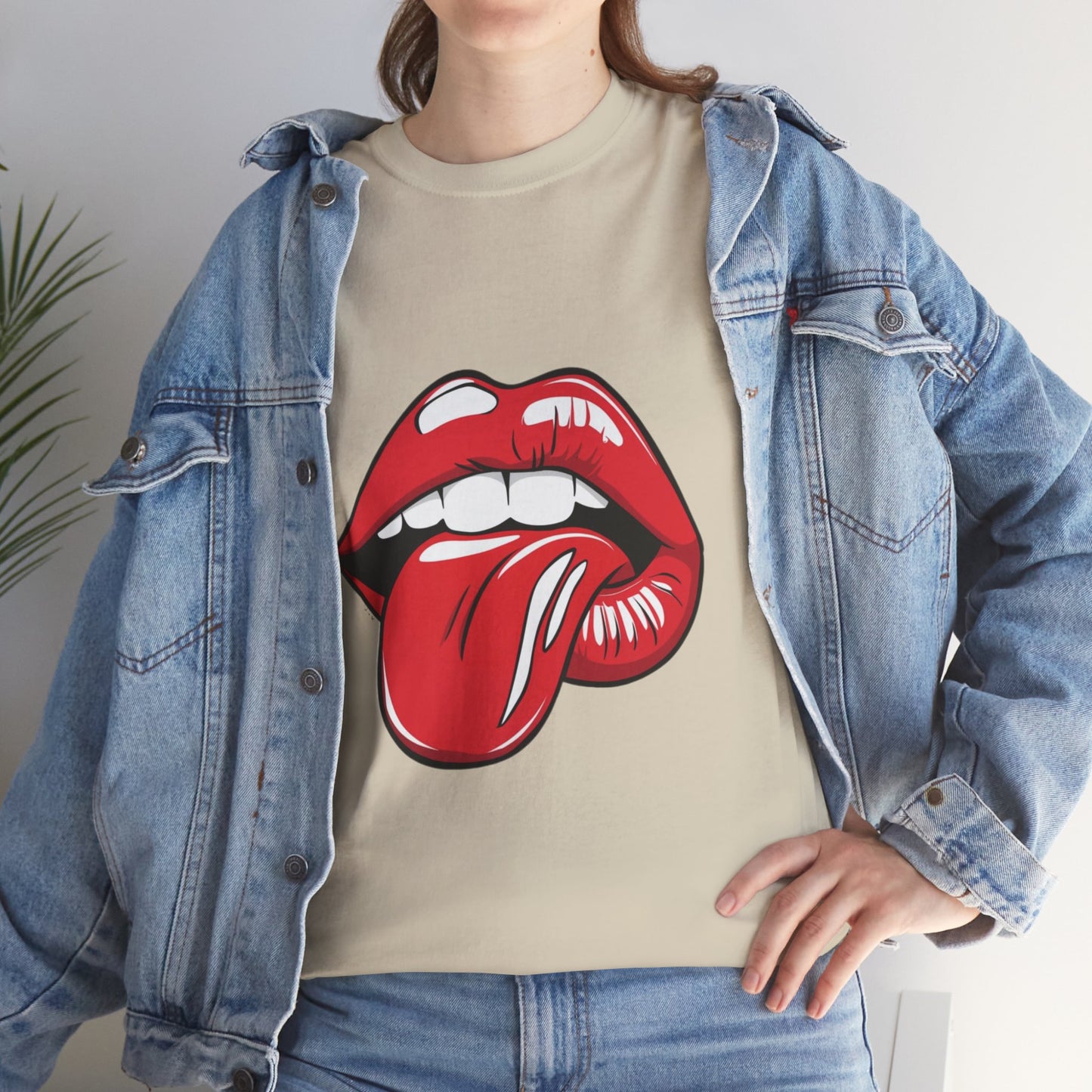 Sexy Retro PopArt Red Lips and Tounge Unisex heavy cotton Tshirt