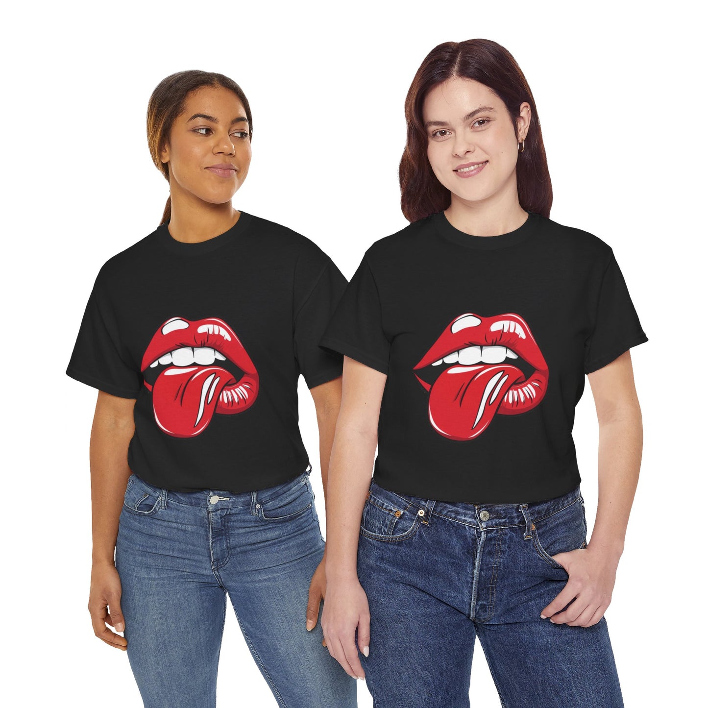 Sexy Retro PopArt Red Lips and Tounge Unisex heavy cotton Tshirt