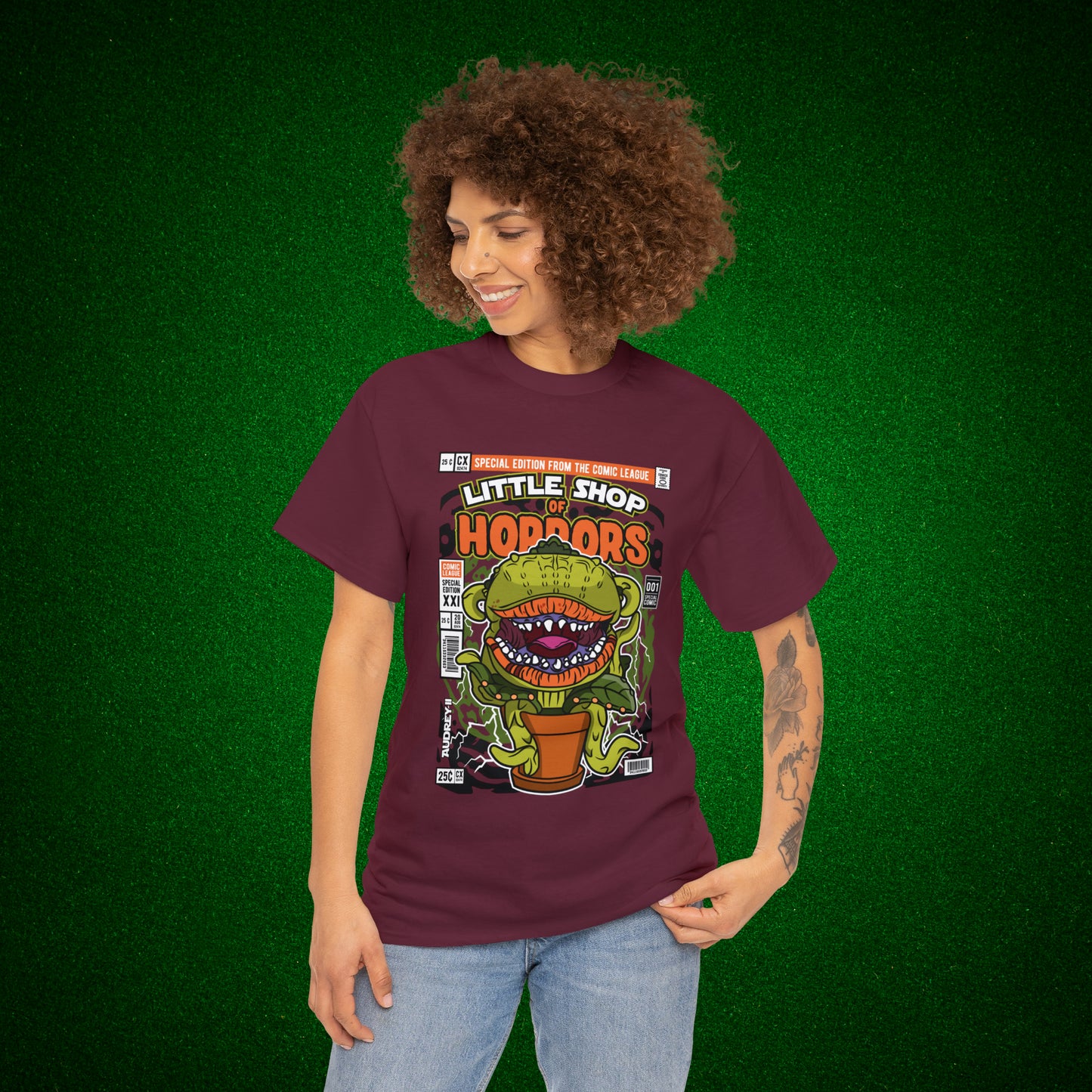 Little Shop of Horrors Audrey Pop Culture Mock Comic Cover heavy cotton T-shirt