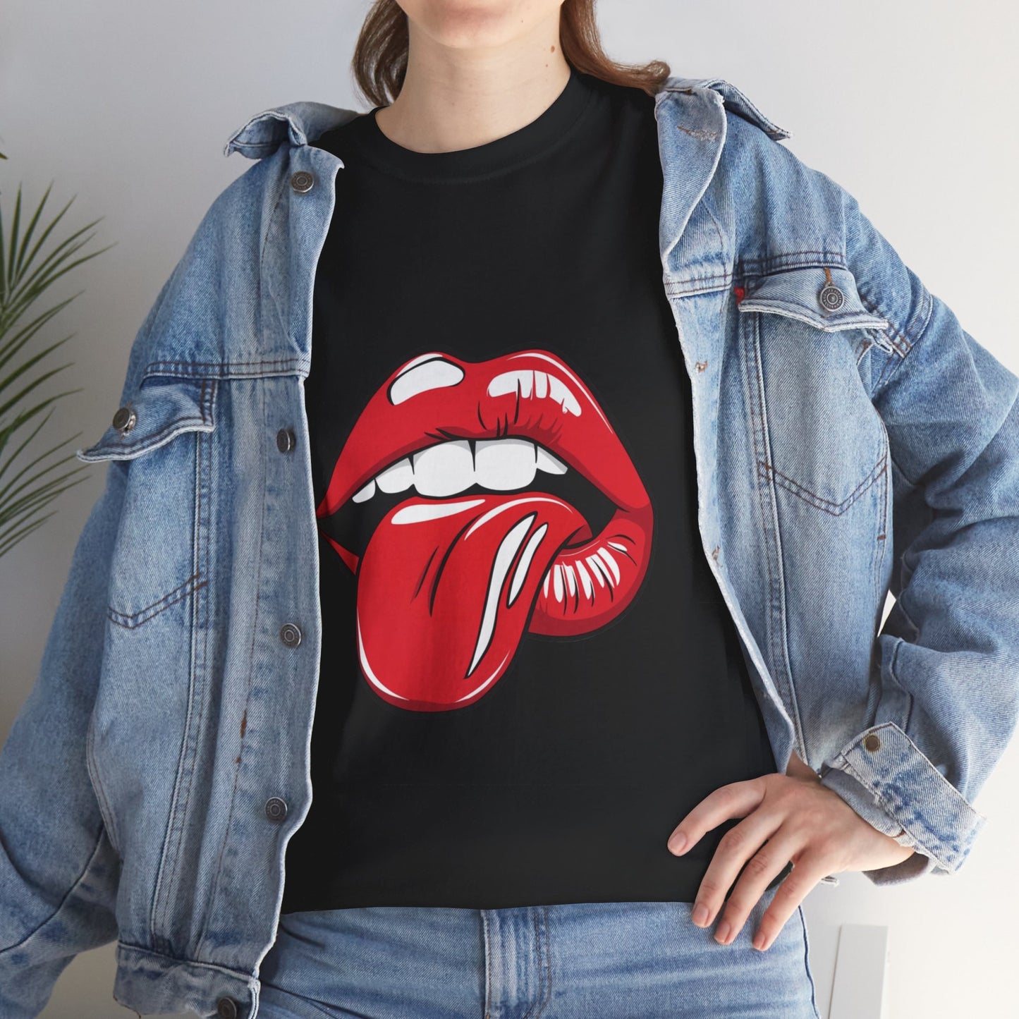 Sexy Retro PopArt Red Lips and Tounge Unisex heavy cotton Tshirt