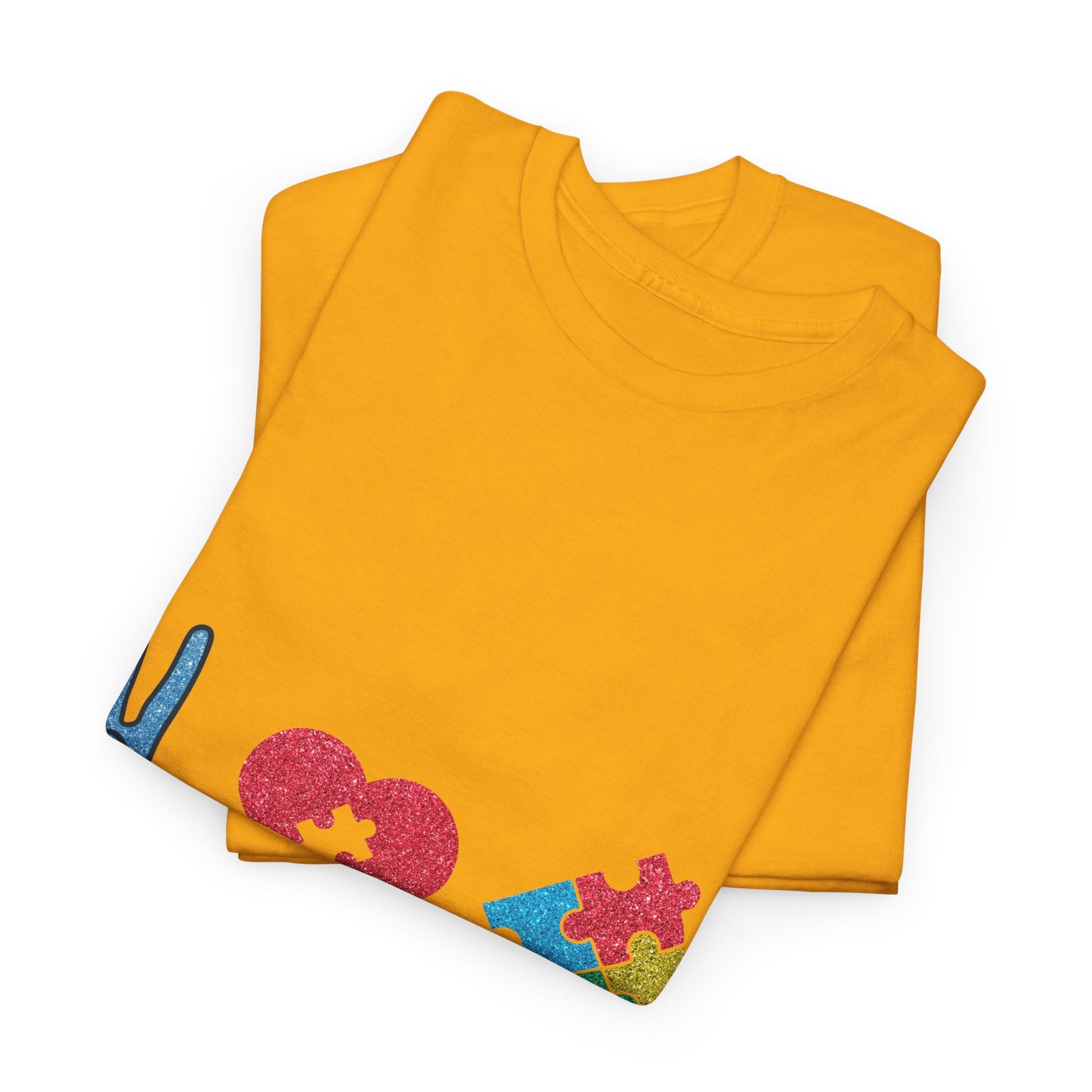 Autism Peace Love Autism T-shirt Unisex Heavy Cotton