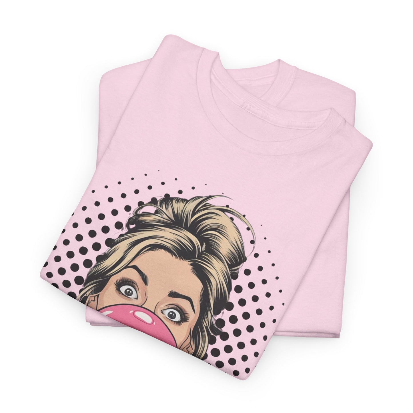 PopArt Girl Bubble Gum Bubble Tshirt unisex heavy cotton