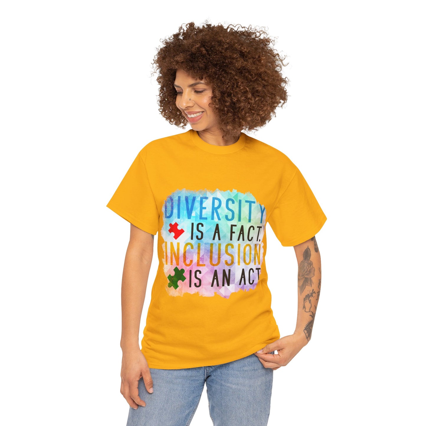 Autism Diversity is a Fact, Inclusion is an Act T-shirt Unisex Heavy Cotton
