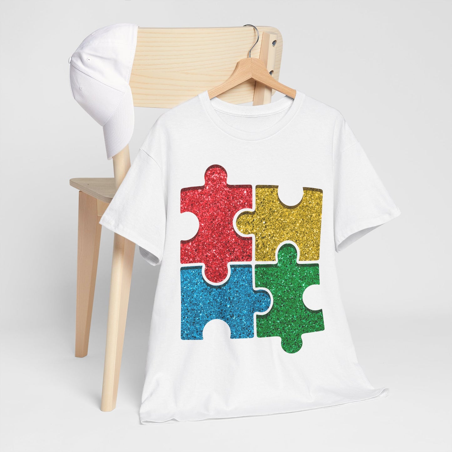 Autism Puzzle Pieces T-shirt Unisex Heavy Cotton