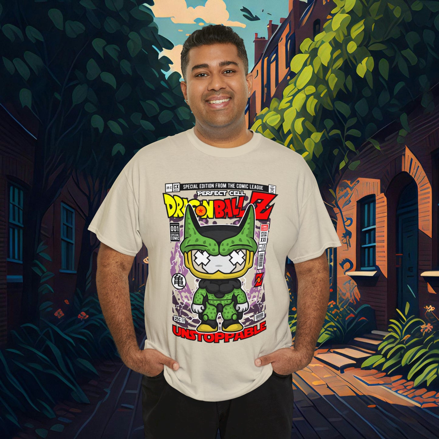 Perfect Cell DragonBall Z Pop Culture Mock Comic Cover heavy cotton T-shirt