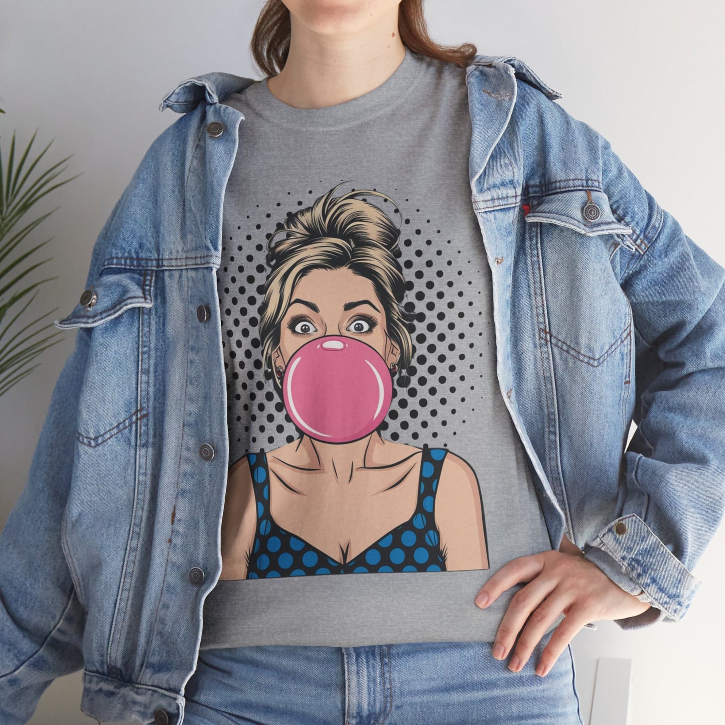 PopArt Girl Bubble Gum Bubble Tshirt unisex heavy cotton