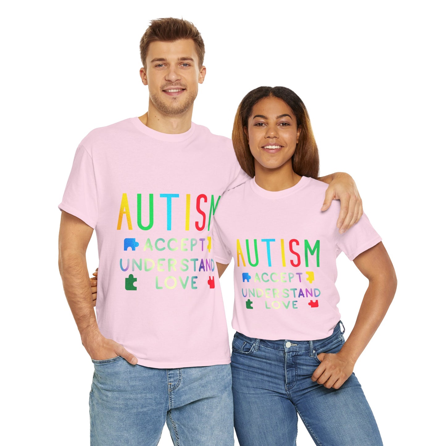 Autism ACCEPT UNDERSTAND LOVE T-shirt Unisex Heavy Cotton