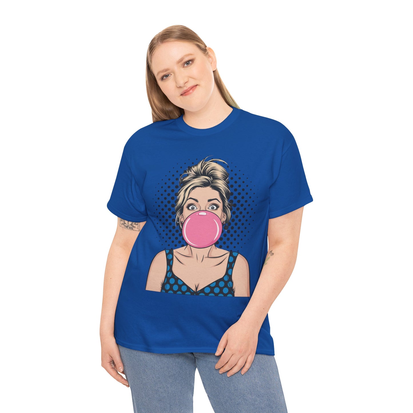 PopArt Girl Bubble Gum Bubble Tshirt unisex heavy cotton