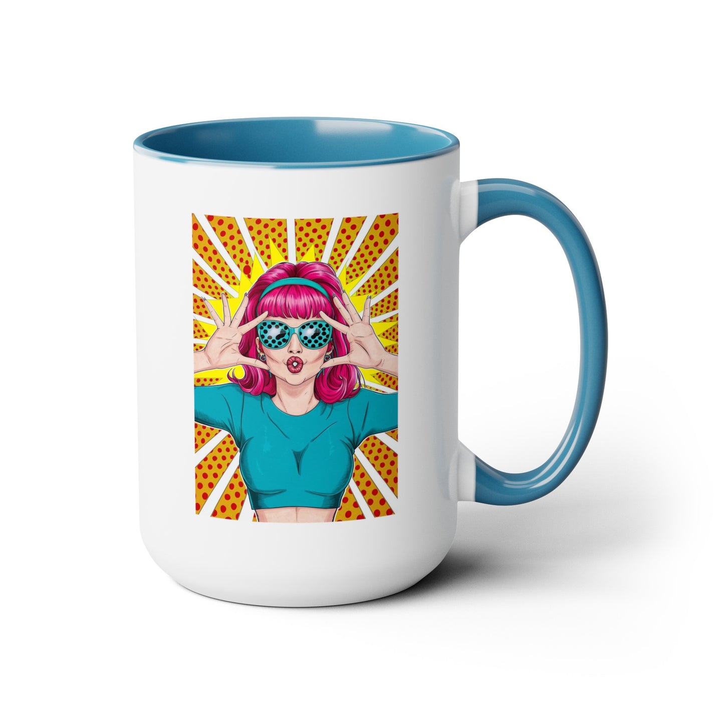 Sexy Retro PopArt Girl with Vibrant Colors 15oz Coffee Mug