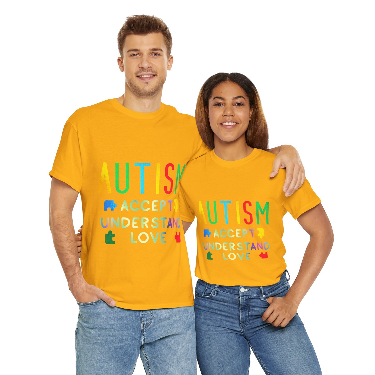 Autism ACCEPT UNDERSTAND LOVE T-shirt Unisex Heavy Cotton