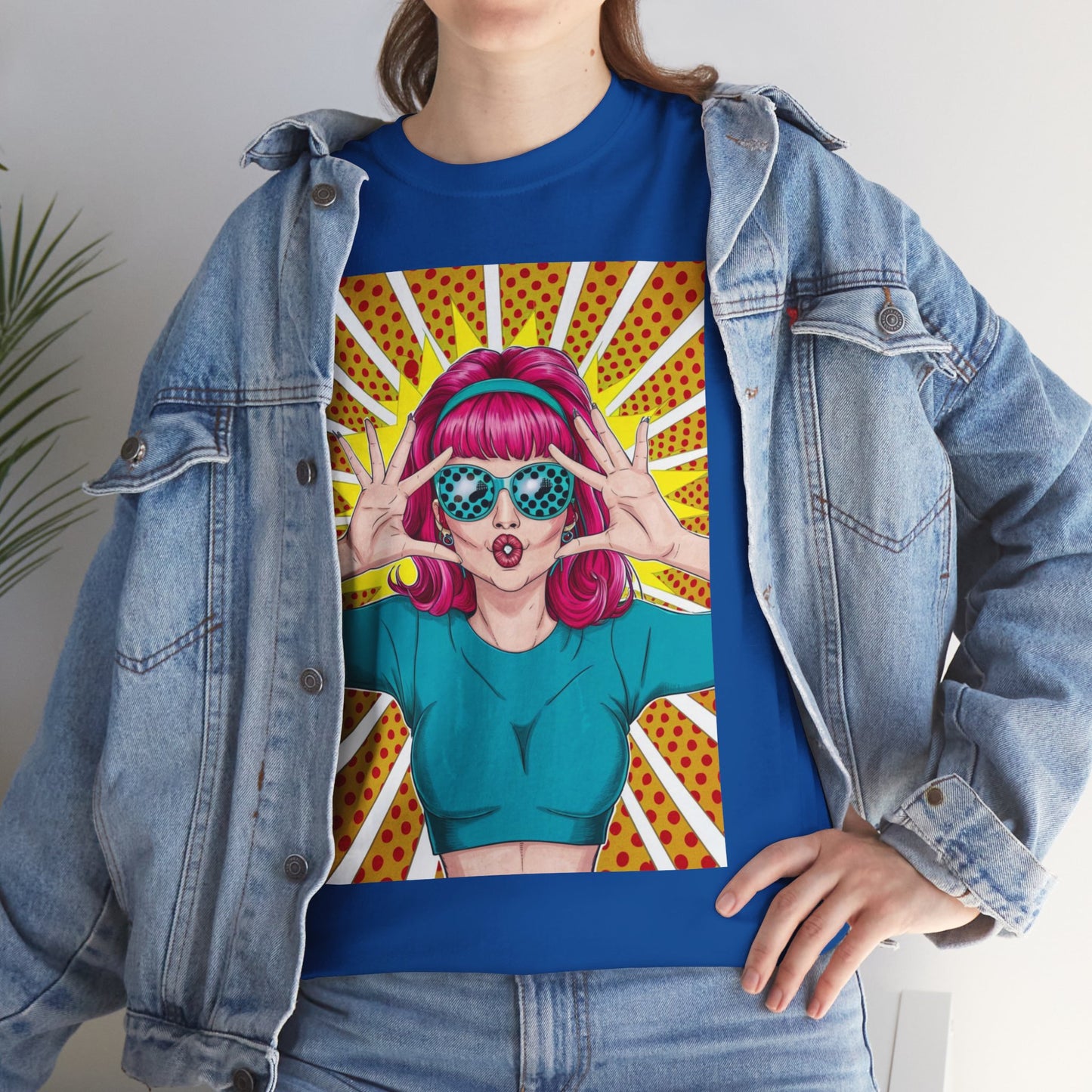Sexy Retro PopArt Girl Vibrant Colors Unisex heavy cotton Tshirt