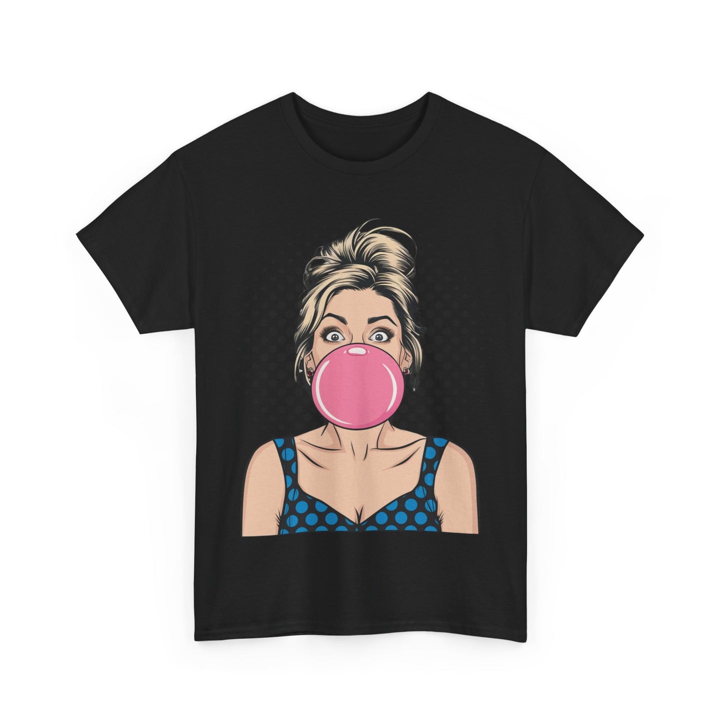 PopArt Girl Bubble Gum Bubble Tshirt unisex heavy cotton