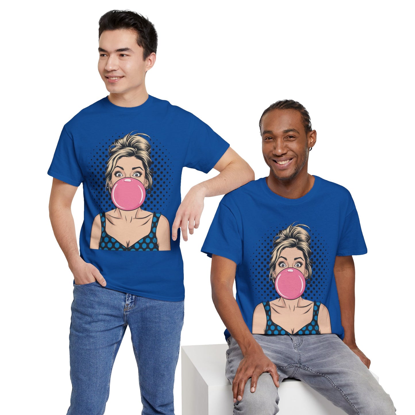 PopArt Girl Bubble Gum Bubble Tshirt unisex heavy cotton