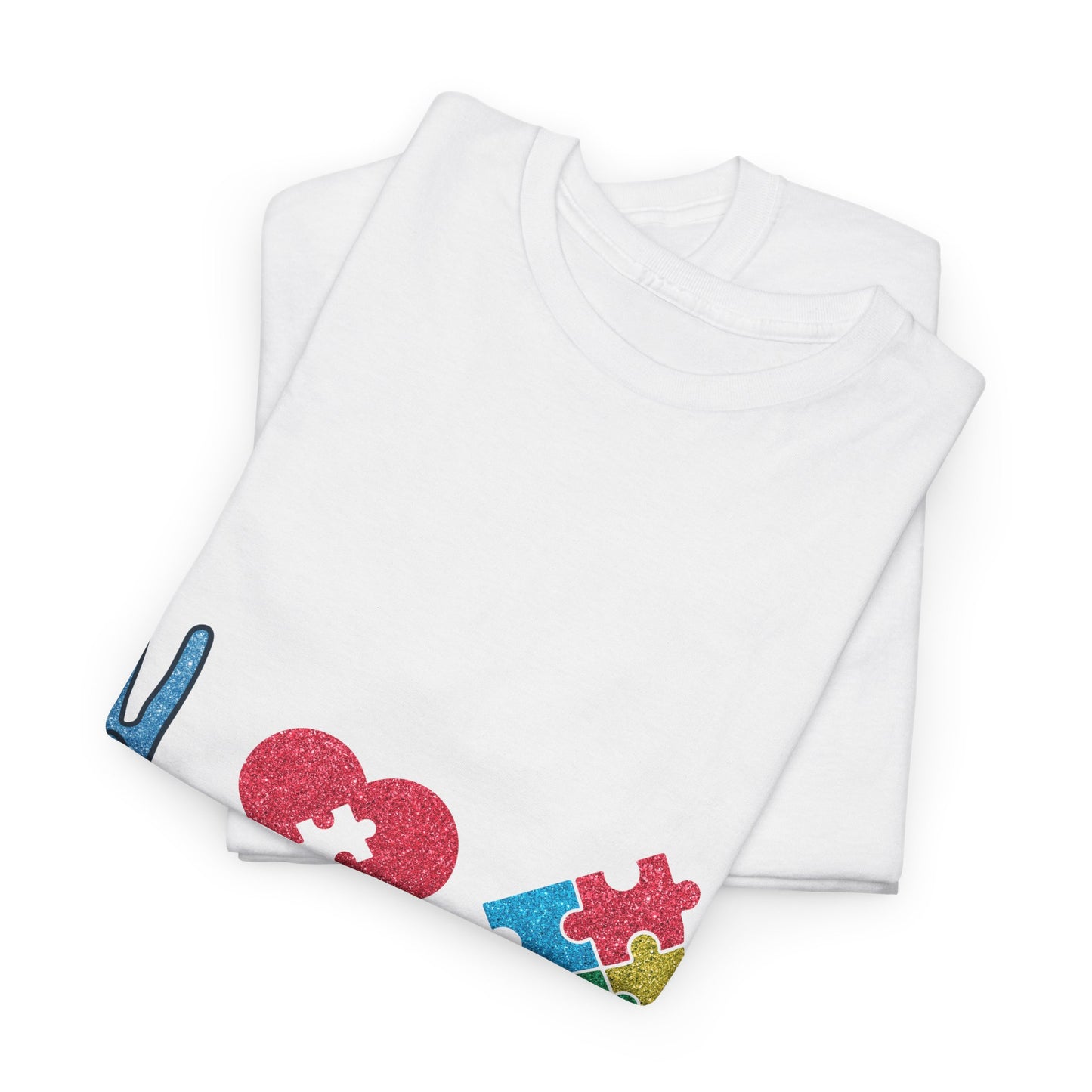 Autism Peace Love Autism T-shirt Unisex Heavy Cotton