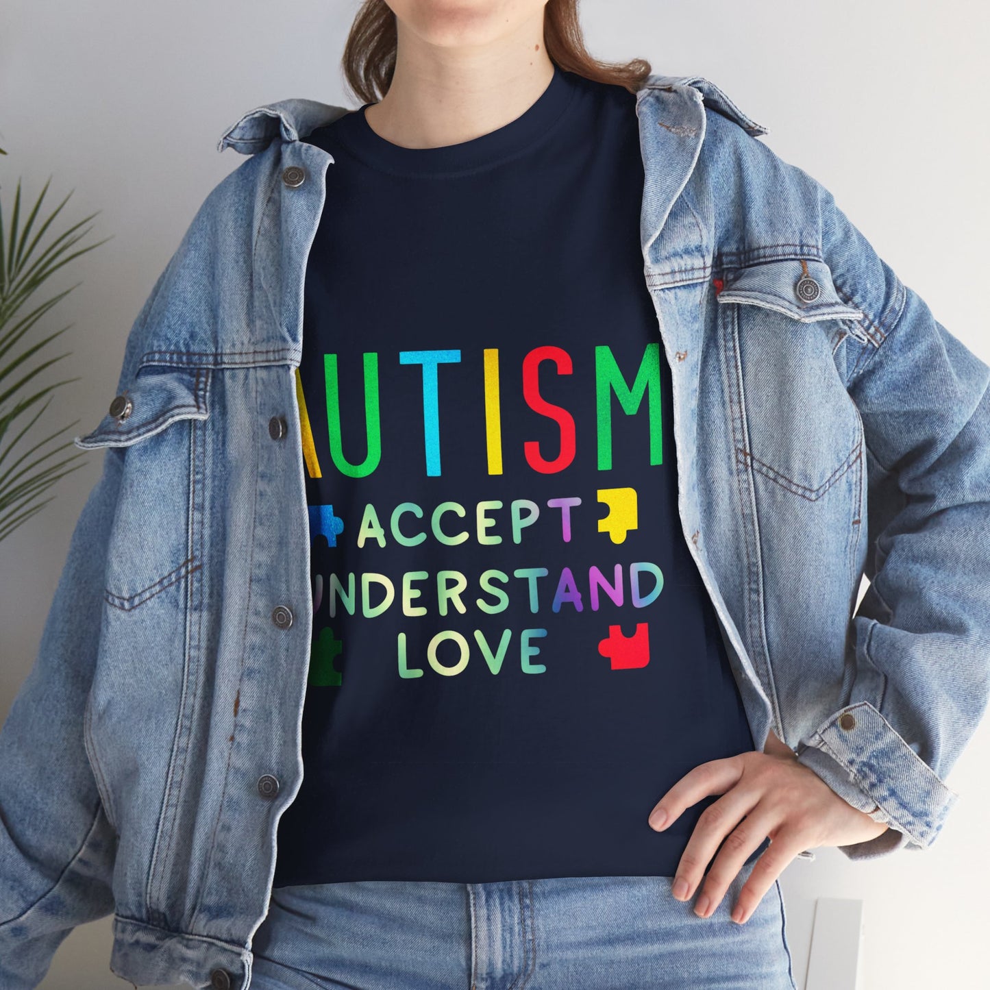Autism ACCEPT UNDERSTAND LOVE T-shirt Unisex Heavy Cotton