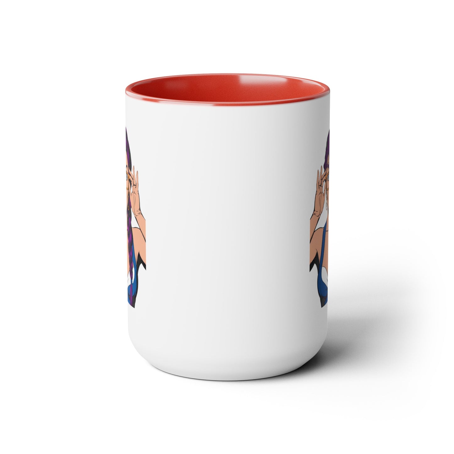 Sexy PopArt Girl with Glasses and Braids 15oz Coffee Mug