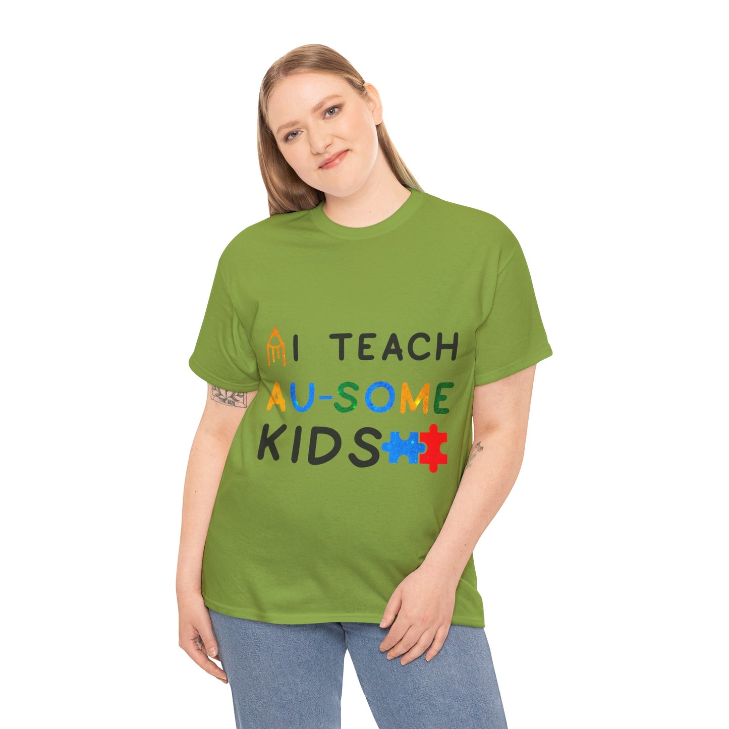Autism I TEACH AU-SOME KIDS T-shirt Unisex Heavy Cotton